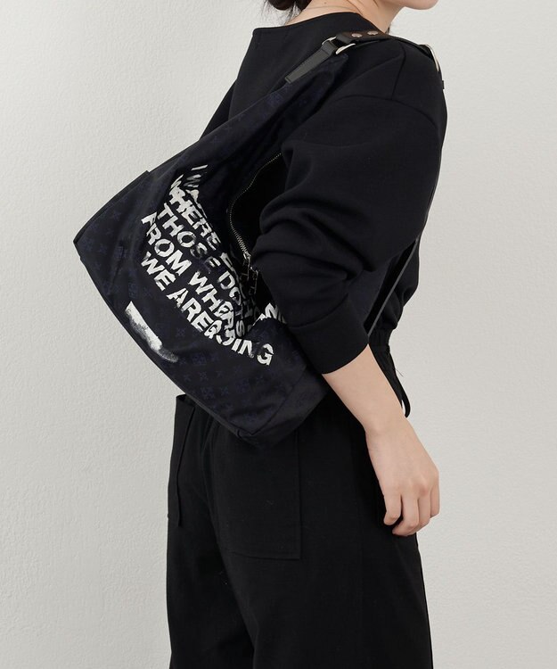 russet ステンシル風プリント ナイロン2WAYショルダーバッグ(SF-271) Black/Navy