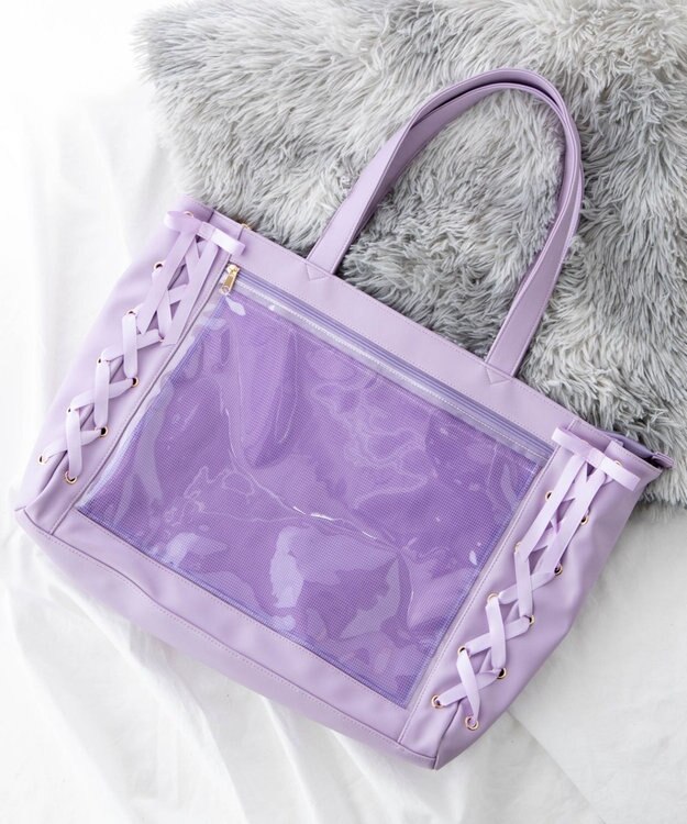WEGO 【痛バ＆推し活】レースアップ痛バッグL ライトパープル