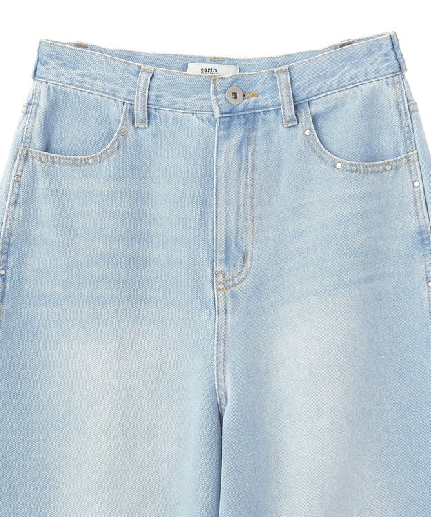 earth music&ecology スタッズデニムパンツ Light Indigo