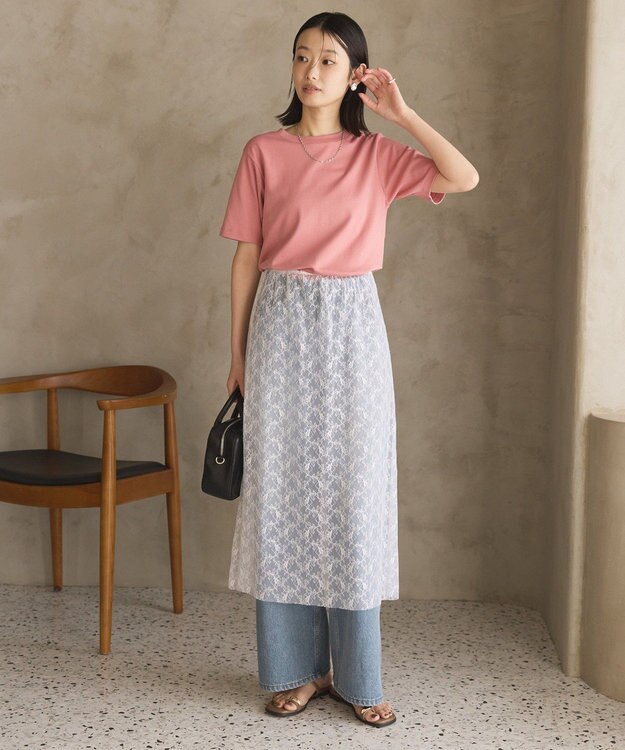 AMERICAN HOLIC きれいめコットンベーシックＴシャツ（５分袖） Pink