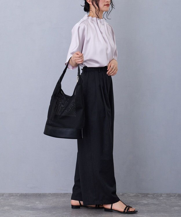 MioFIRANO TILE G001 トートバッグ ポーチ付き A4サイズ対応 BLACK