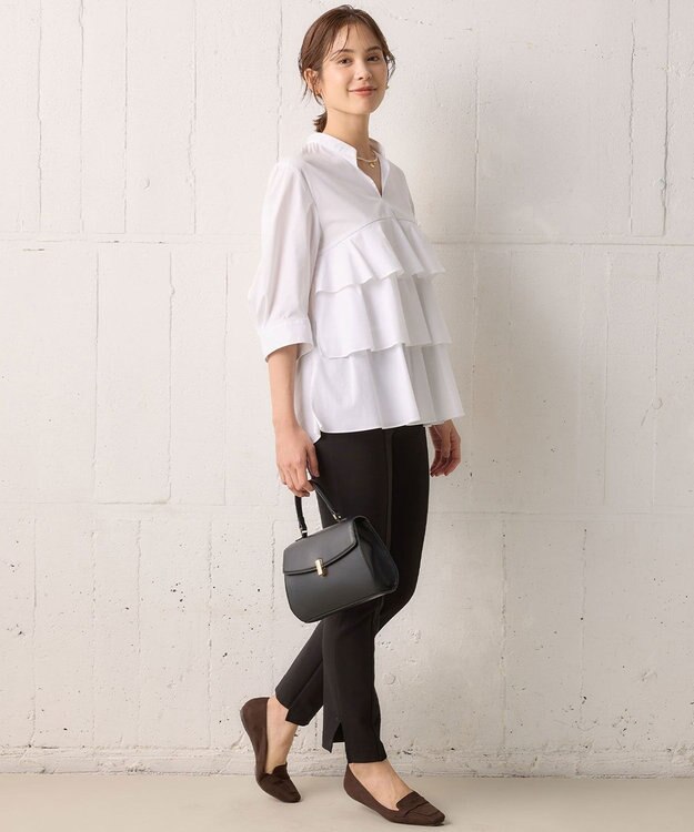 組曲 コンパクトシャーティングティアード ブラウス アイボリー系