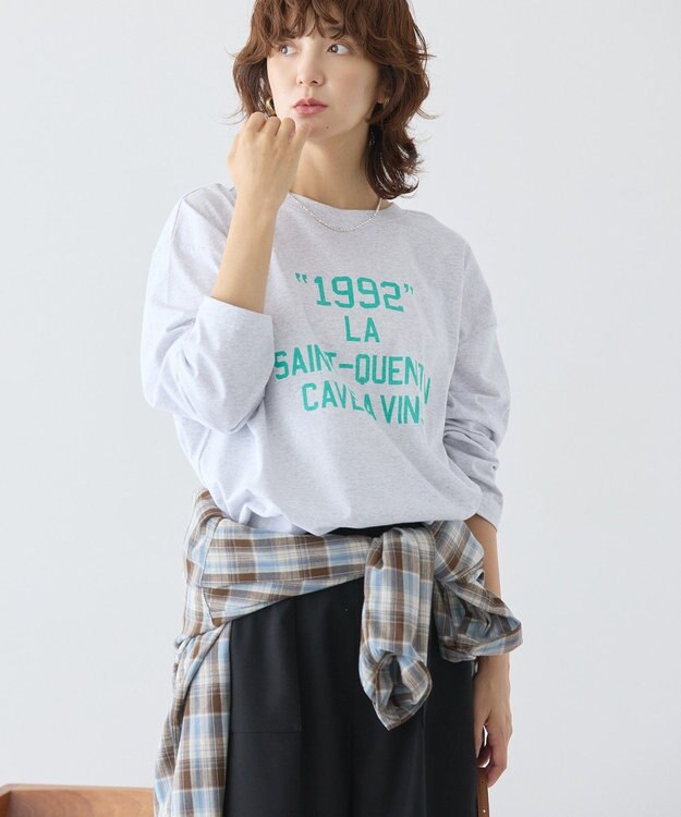 AMERICAN HOLIC カレッジロゴロングTシャツ Gray Mixture