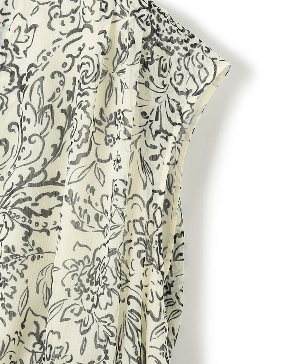 23区 【洗える】アンティークフラワープリント ワンピース ホワイトベース