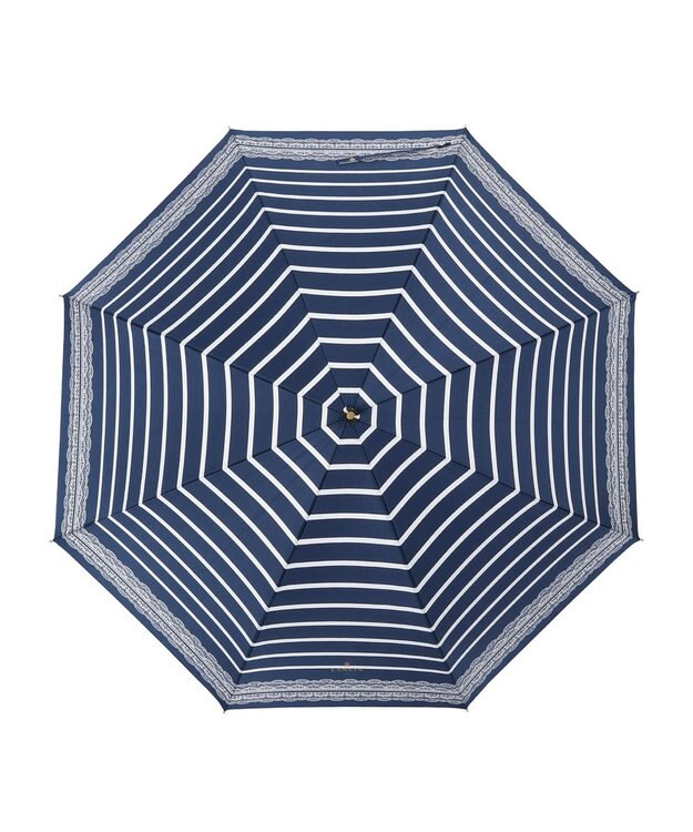 MOONBAT 【雨傘】ランバン　オン　ブルー (LANVIN en Bleu) ボーダー レース 長傘 ネイビーブルー
