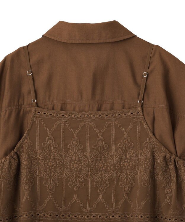 Green Parks ＳＥＴ２点刺しゅうキャミ＋シャツ Brown