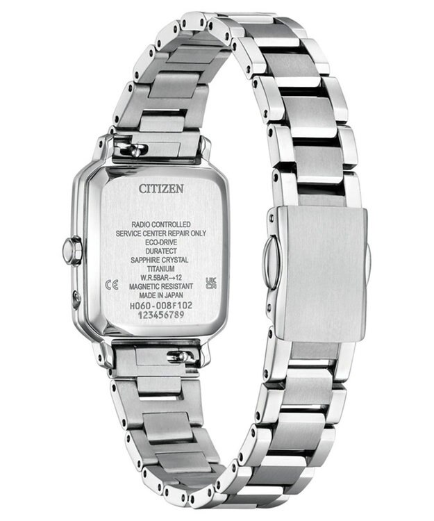 CITIZEN 【替えバンド付き電波時計】電池交換不要のスクウェア2wayモデル シルバーカラー×グレージュバンド ES9500-51A シルバー