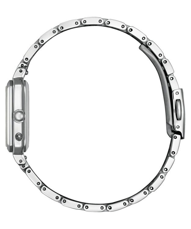 CITIZEN 【替えバンド付き電波時計】電池交換不要のスクウェア2wayモデル シルバーカラー×グレージュバンド ES9500-51A シルバー