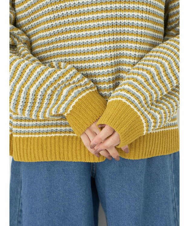 earth music&ecology マットベロアモールプルオーバー Border Yellow