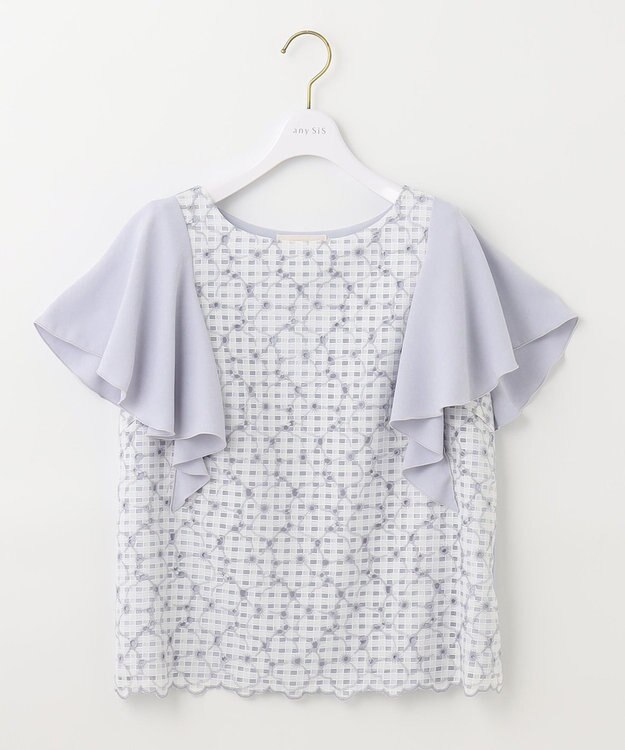 ANY SIS 【優木まおみさんコラボ】愛しの着回し カーディガン×ブラウス セット オフ×ライトブルー