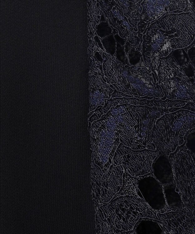 自由区 L 【洗える】レースコンビ ワンピース ネイビー系