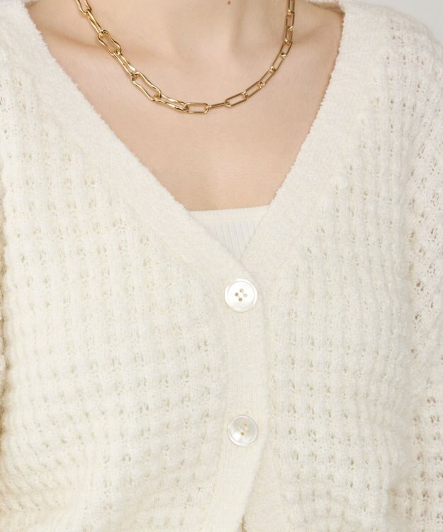 GRACE CONTINENTAL ワッフルショートニットカーディガン ホワイト