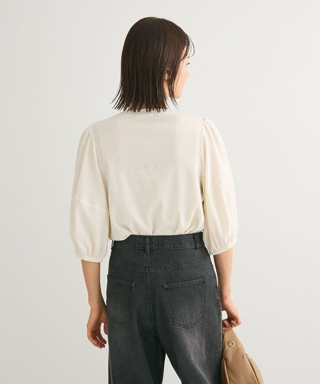 Green Parks ランタンスリーブ表面カットロゴプルオーバー Ecru