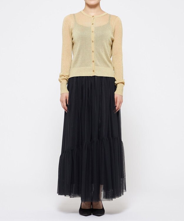 uncrave 【手洗い可】ラメ シアー ニット カーディガン（uncrave STANDARD） ゴールド