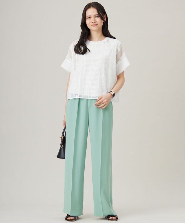 自由区 L 【洗える】レースエッジ Tシャツ&タンクトップセット トップス オフ