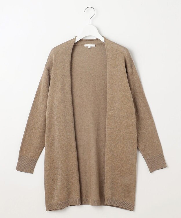 自由区 【洗える】ペーパーブレンドロング カーディガン モカ