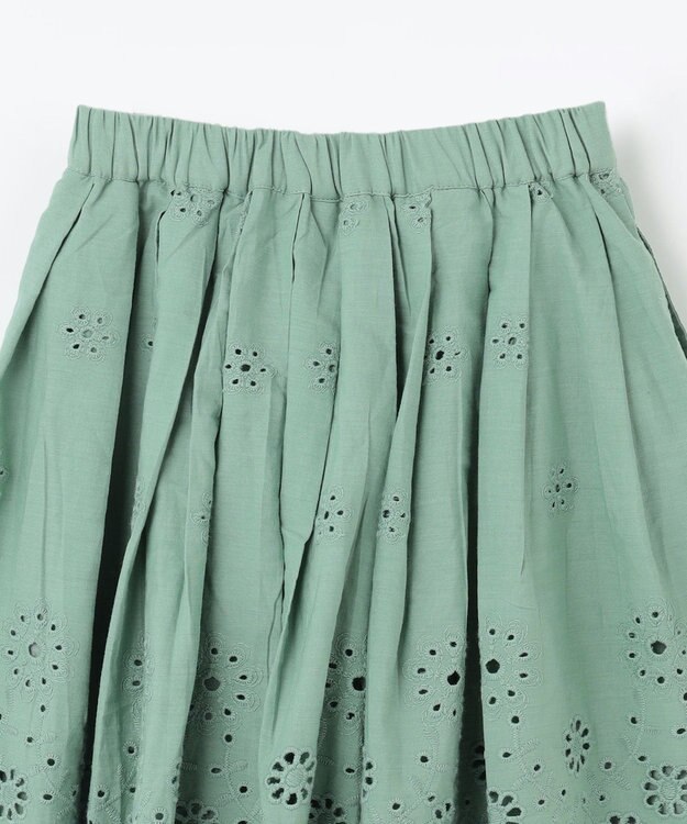 ANY KIDS 裾 刺繍 スカート グリーン