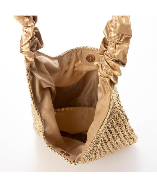 UNBILLION カシュカシュ cachecache / メタリックコードフリルハンドルトート ゴールド