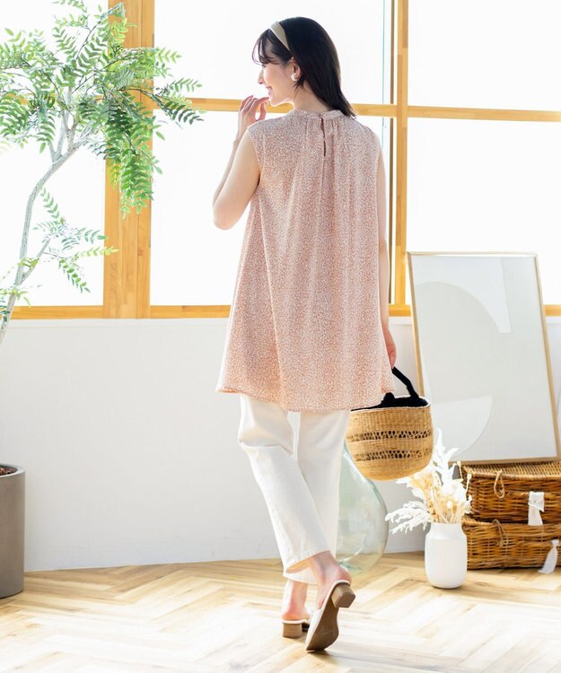 Tiaclasse L 【洗える】体型カバーも叶うAラインギャザーチュニックブラウス ピンク