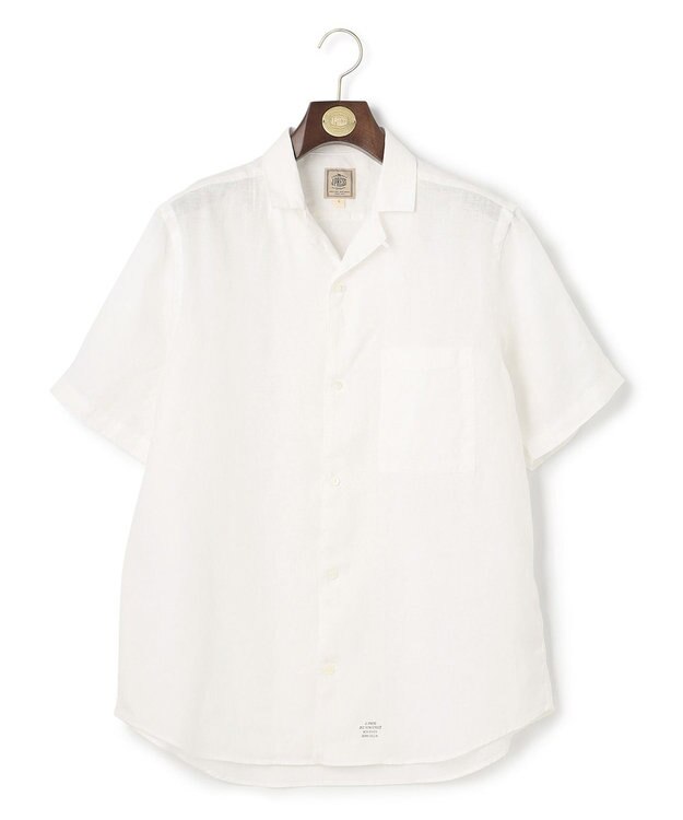 J.PRESS MEN オープンカラーリネンパッチシャツ ホワイト系