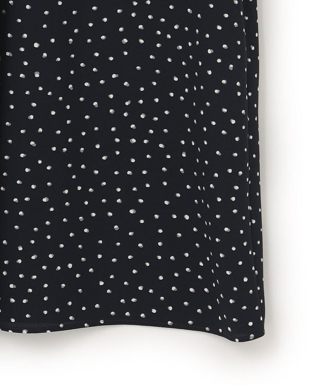 23区 【洗える】バックサテンアムンゼン ドットプリント ワンピース ネイビー×ホワイトドット