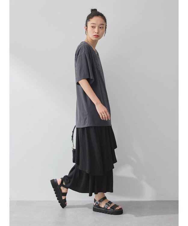 earth music&ecology カットティアードスカート Black