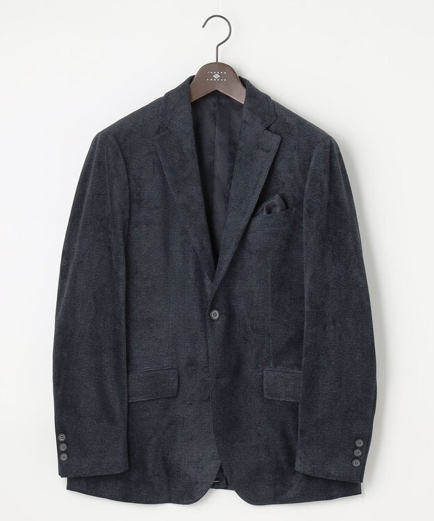 JOSEPH ABBOUD 【キングサイズ・ストレッチ/ソフト/軽量/JAPANファブリック】ストレッチベロア ジャケット ネイビー系