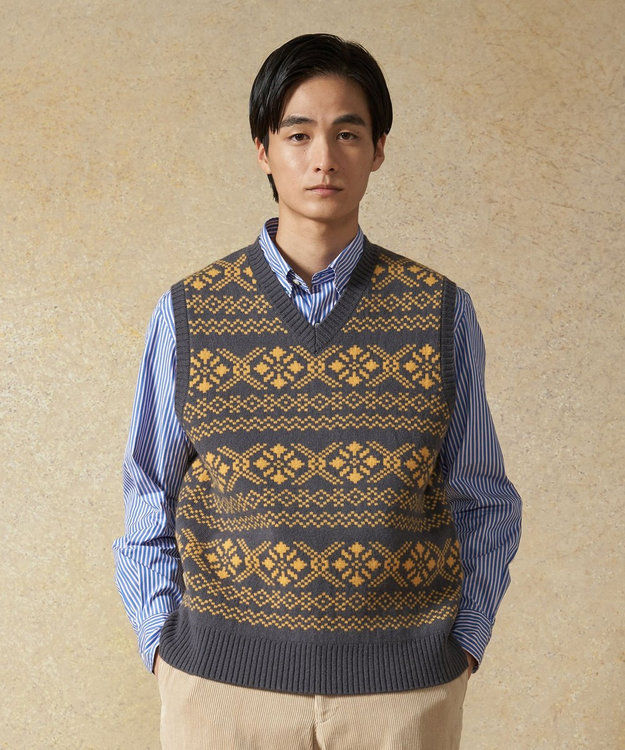 【Cash Lamb's Wool】フェアアイルＶネック ベスト / J.PRESS MEN | ファッション通販 【公式通販】オンワード・クローゼット