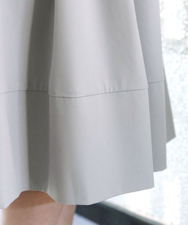 Tiaclasse 【洗える】半袖リボンギャザーフレアワンピース サックスグレー