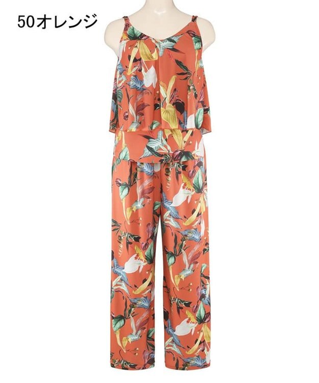 San-ai Resort（三愛水着楽園） ロングパンツセット　9M・11L　【Coral veil（コーラルヴェール）】 オレンジ