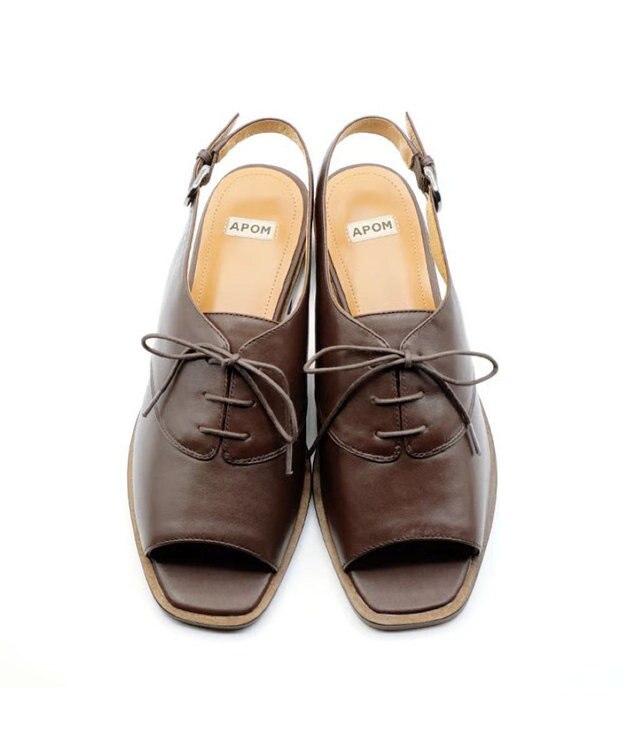 APOM レースアップスリングバックサンダル30 ダークブラウン