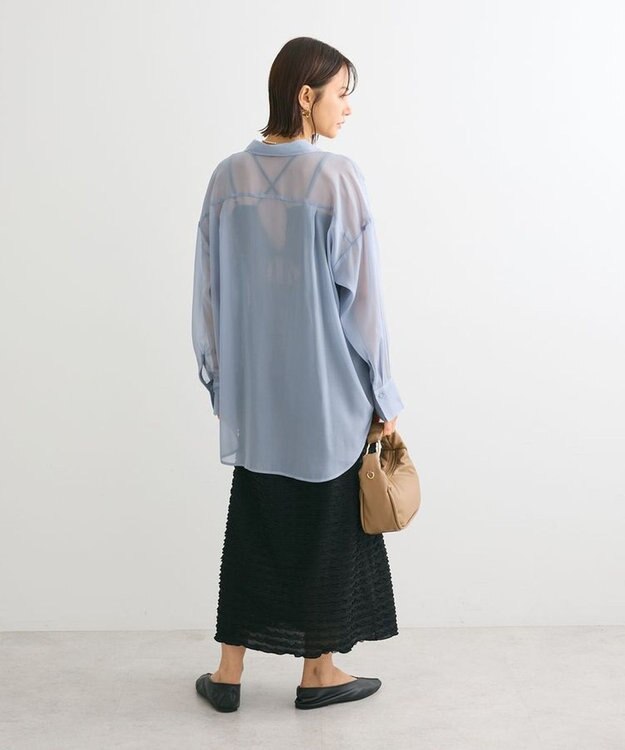 Green Parks シアーシャイニーシャツ Blue