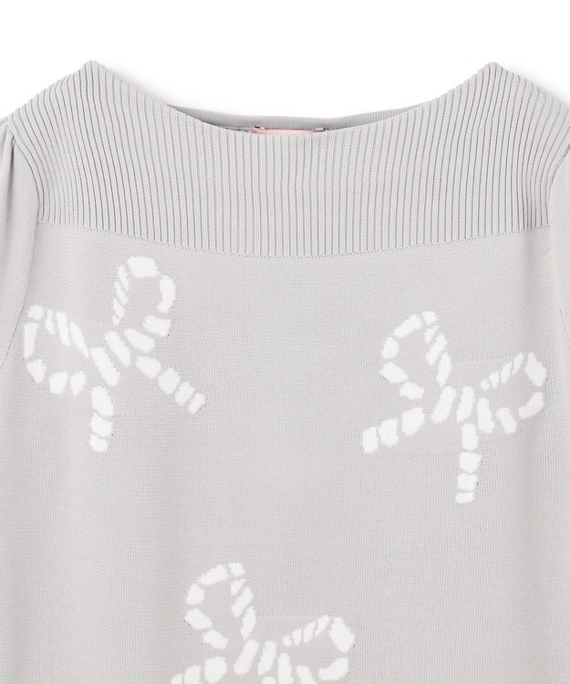 TOCCA 【洗える】RIBBON PARTY ニットドレス グレー×ホワイト