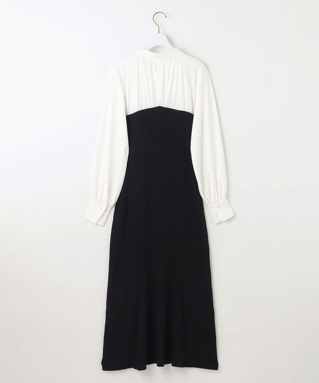 ANY SIS S 【全方位 好印象】シャツコンビリブニット ワンピース ブラック