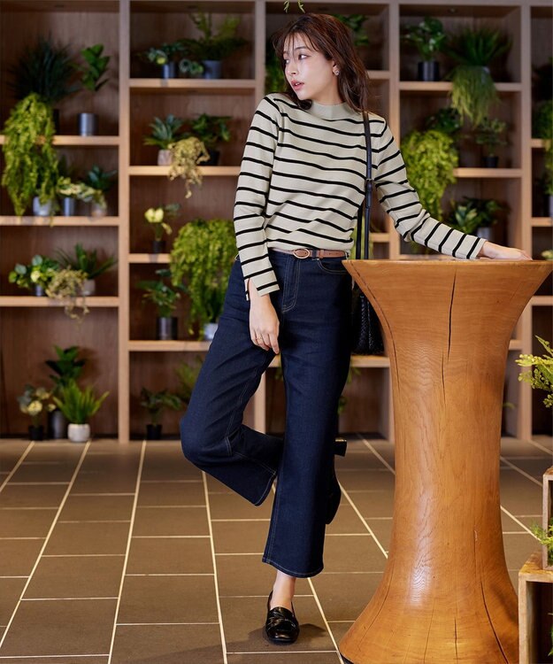 Tiaclasse 【洗える】ハイネックニットプルオーバー ボーダー