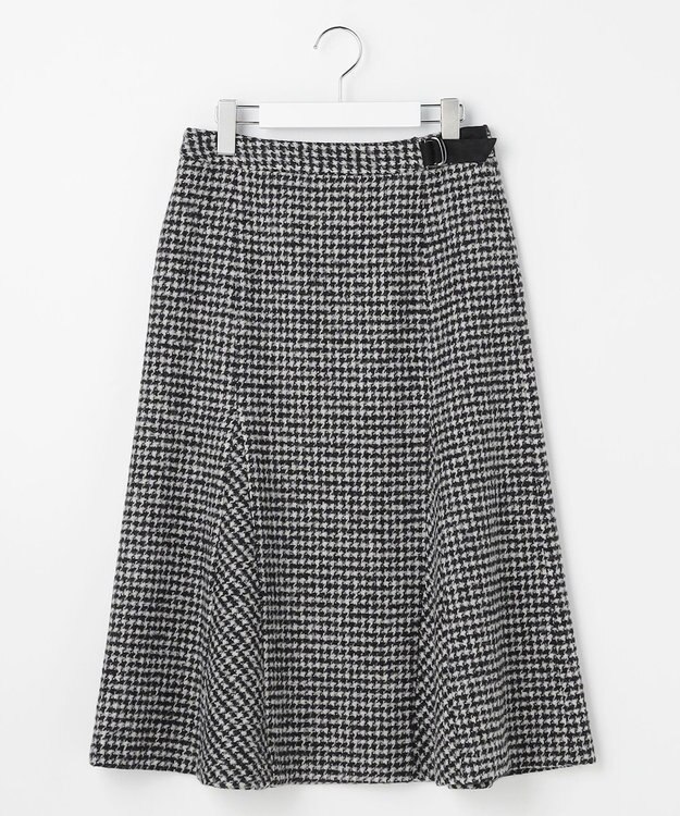 J.PRESS LADIES ウールシルク ハウンドトゥース フレア スカート モノトーン系