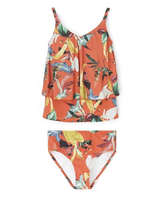 San-ai Resort（三愛水着楽園） ロングパンツセット　9M・11L　【Coral veil（コーラルヴェール）】 オレンジ