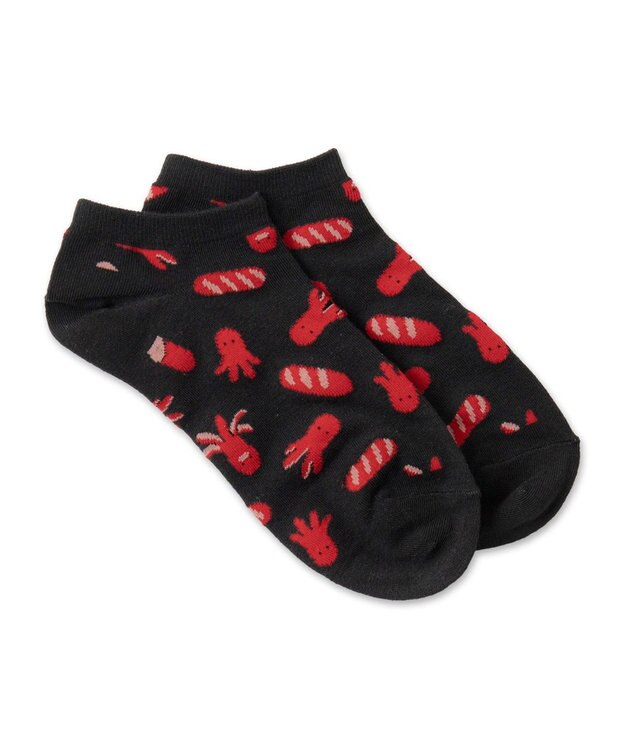 WEGO フード総柄ショートソックス 柄1