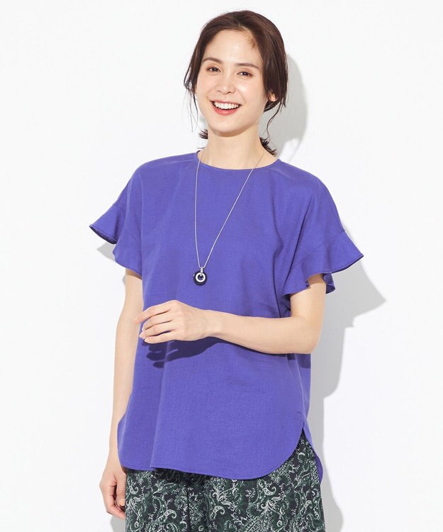 ANY 【洗える】ライトリネンクロスフレアスリーブ ブラウス バイオレット