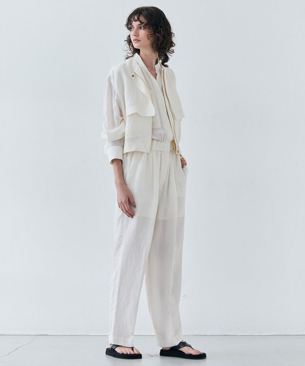 BEIGE， 【洗える】BERNARD / リネンノースリーブオールインワン Meringue