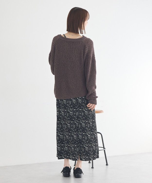 earth music&ecology 【予約】ぽんぽんスキッパーカーディガン ブラウン