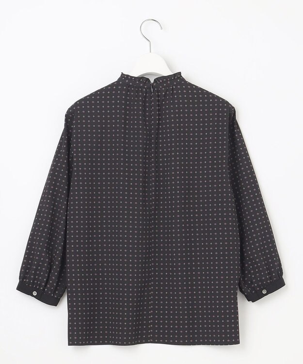 J.PRESS LADIES 【洗える】シュリンクデシン ジオメトリックプリント ブラウス ネイビー系5