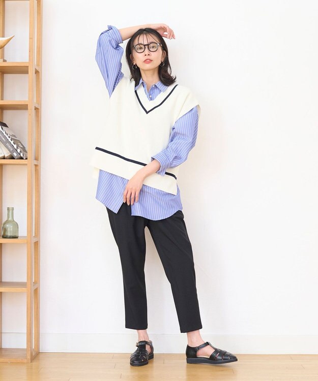 ANY 【UVケア/接触冷感/ウエストゴム】イージケア美脚パンツ テーパード ブラック