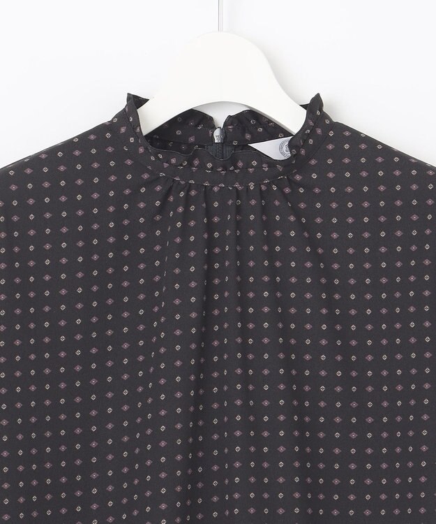 J.PRESS LADIES 【洗える】シュリンクデシン ジオメトリックプリント ブラウス ネイビー系5