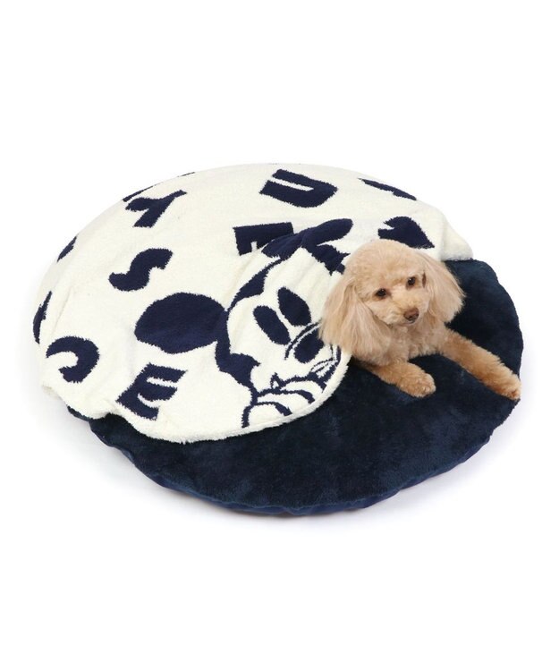 PET PARADISE ディズニー ミッキーマウス 遠赤外線 くつろぎマット 《ロゴ柄》 径75cm  ロゴ柄