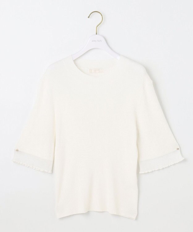 ANY SIS 【洗える】シアーディテール ニット オフ