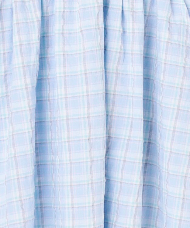 ANY KIDS 【洗濯機可能】オンオフショルダーワンピース サックスブルー×チェック