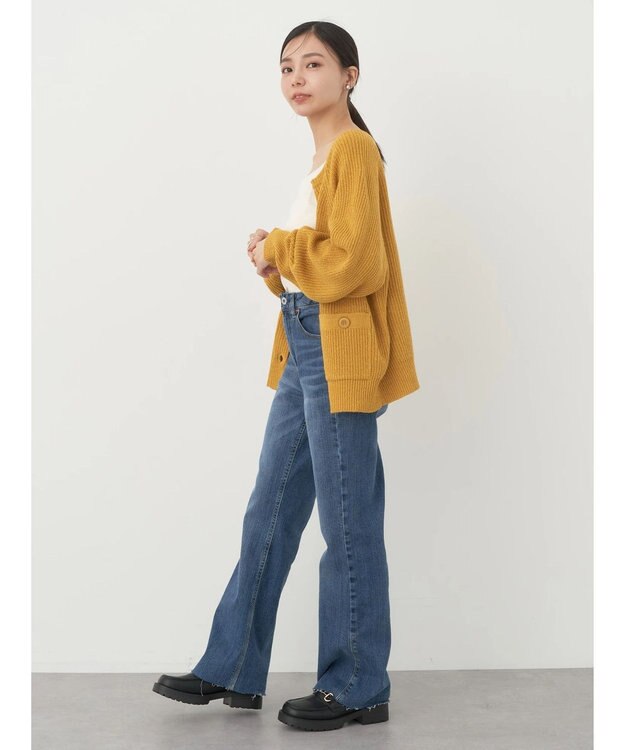 earth music&ecology ブークレーキーネックカーディガン Yellow