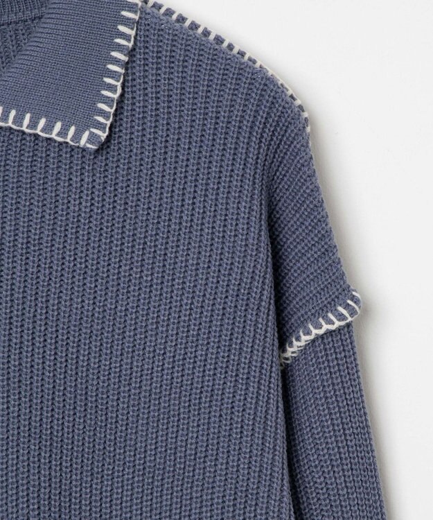 WEGO ハンドステッチポロプルオーバー ブルー