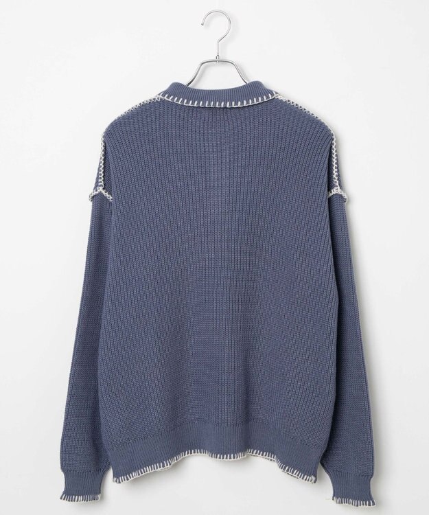 WEGO ハンドステッチポロプルオーバー ブルー